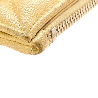 Chanel Iridescent Caviar Quilted Flap Zip Card Holder Yellow 9 of 10