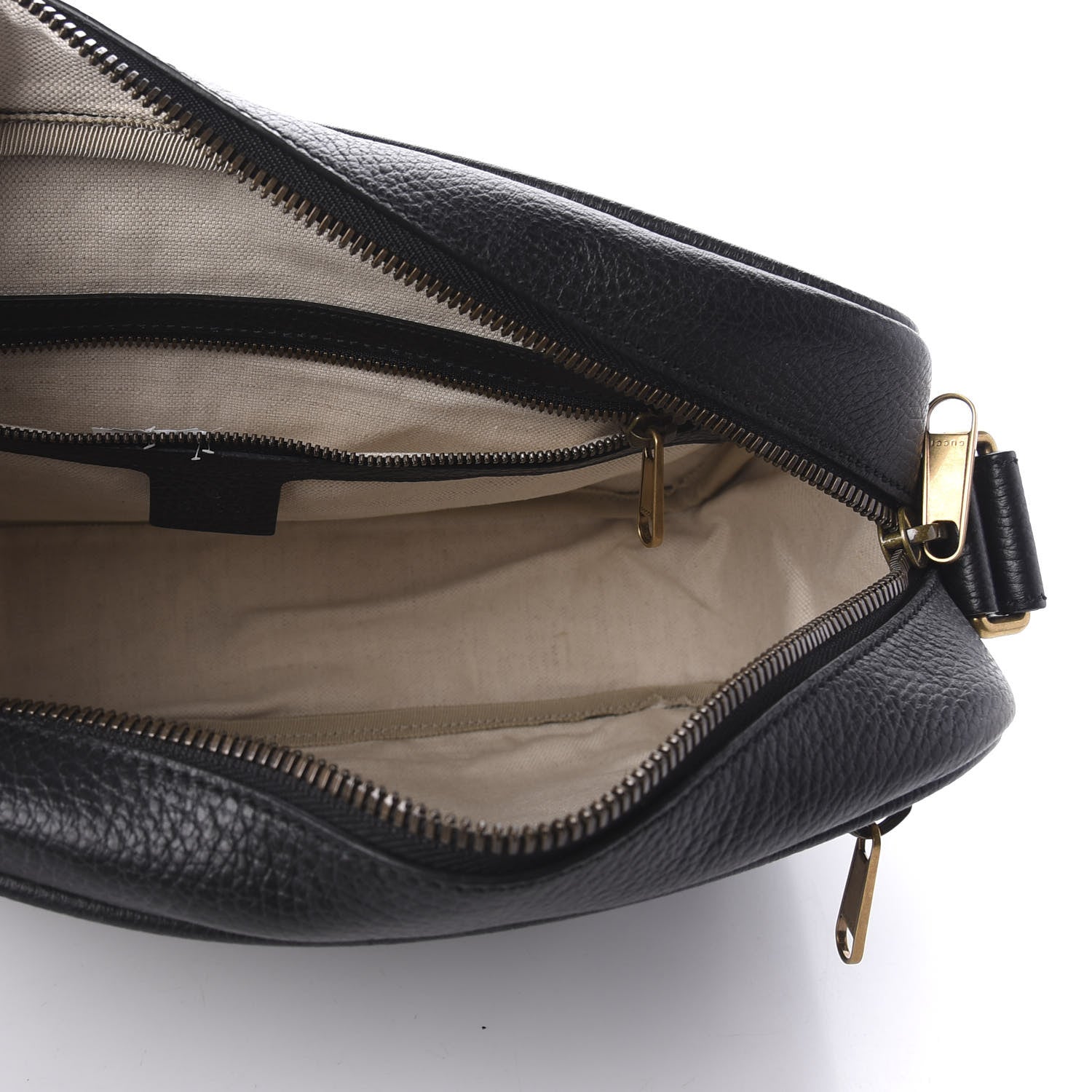 Gucci Pebbled Calfskin Logo Messenger Bag Black 7 of 9