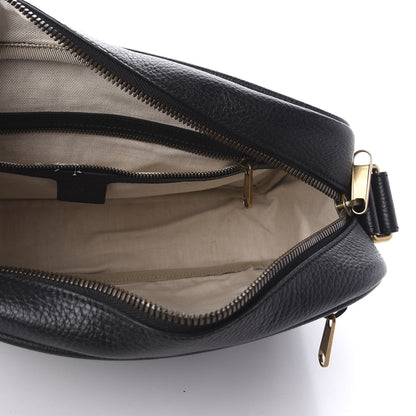 Gucci Pebbled Calfskin Logo Messenger Bag Black 7 of 9