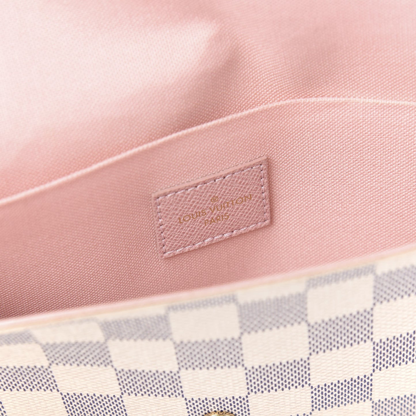 Damier Azur Pochette Felicie Chain Wallet Rose Ballerine