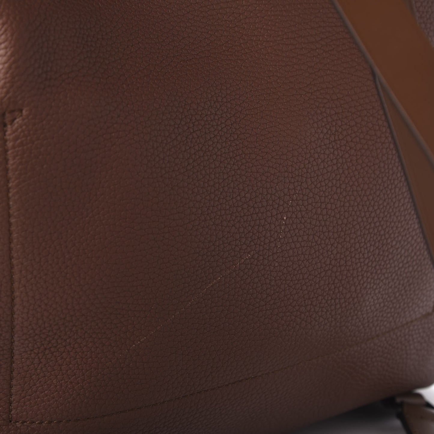 Pebbled Calfskin Drawstring Backpack Brown
