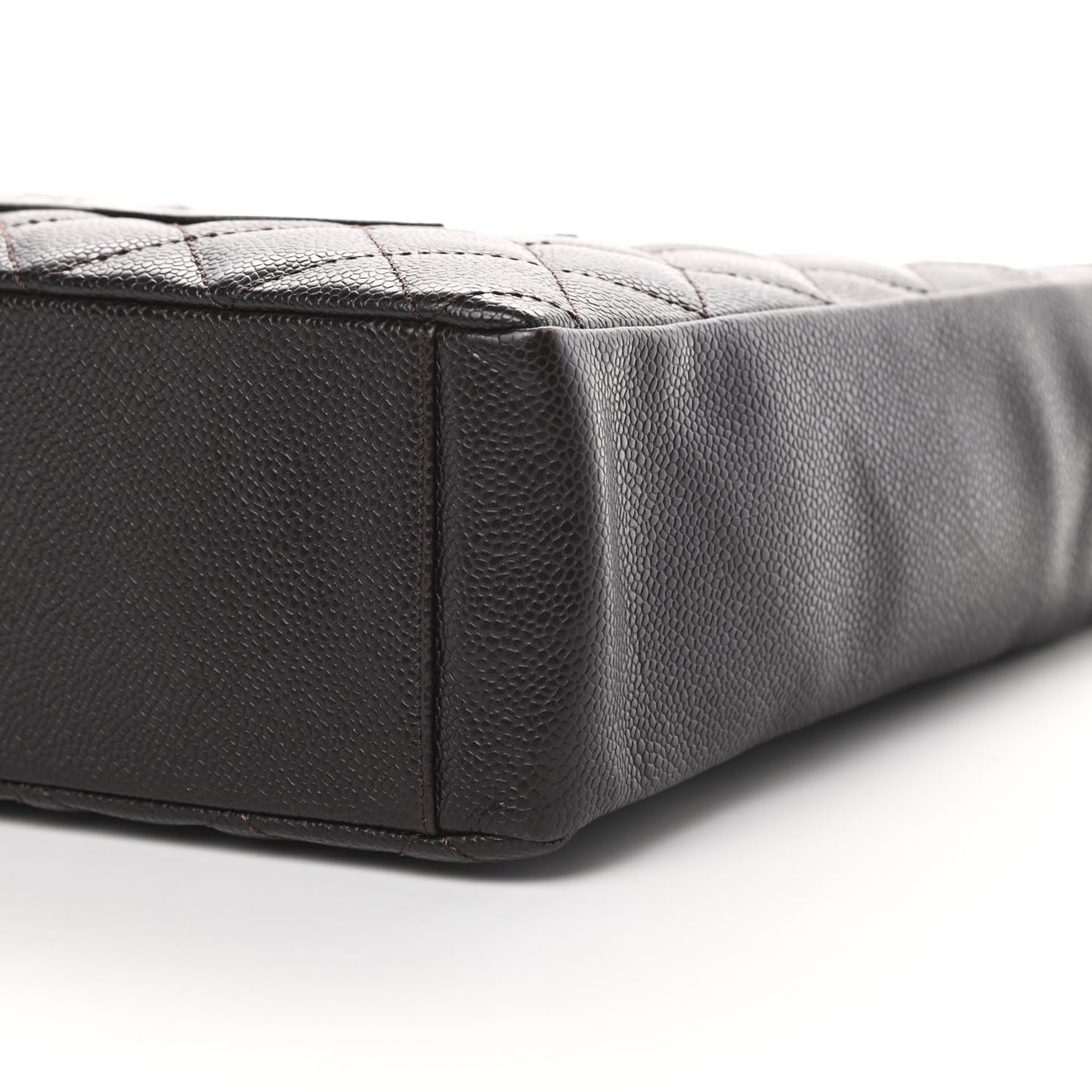 Caviar Quilted Petit Shopping Tote PST Dark Brown