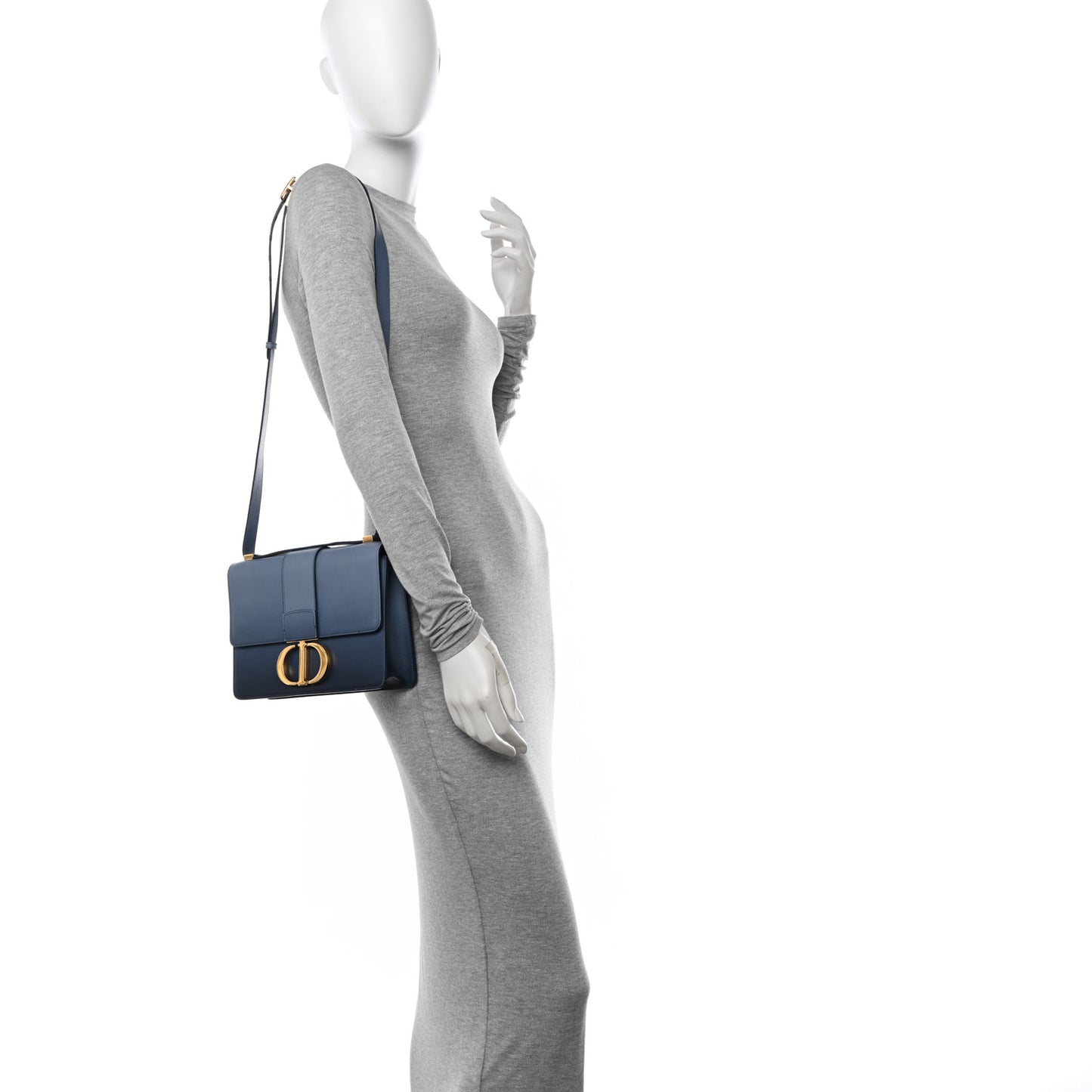Smooth Calfskin 30 Montaigne Flap Bag Indigo Blue