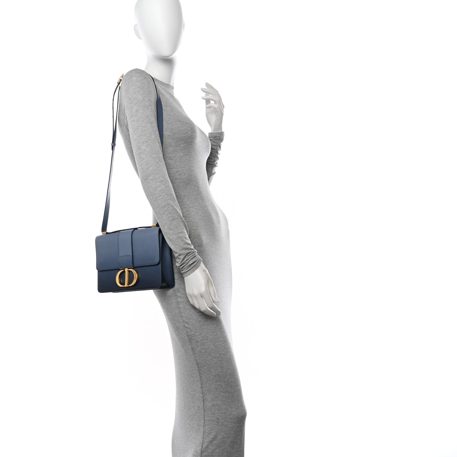 Christian Dior Smooth Calfskin 30 Montaigne Flap Bag Indigo Blue 2 of 14