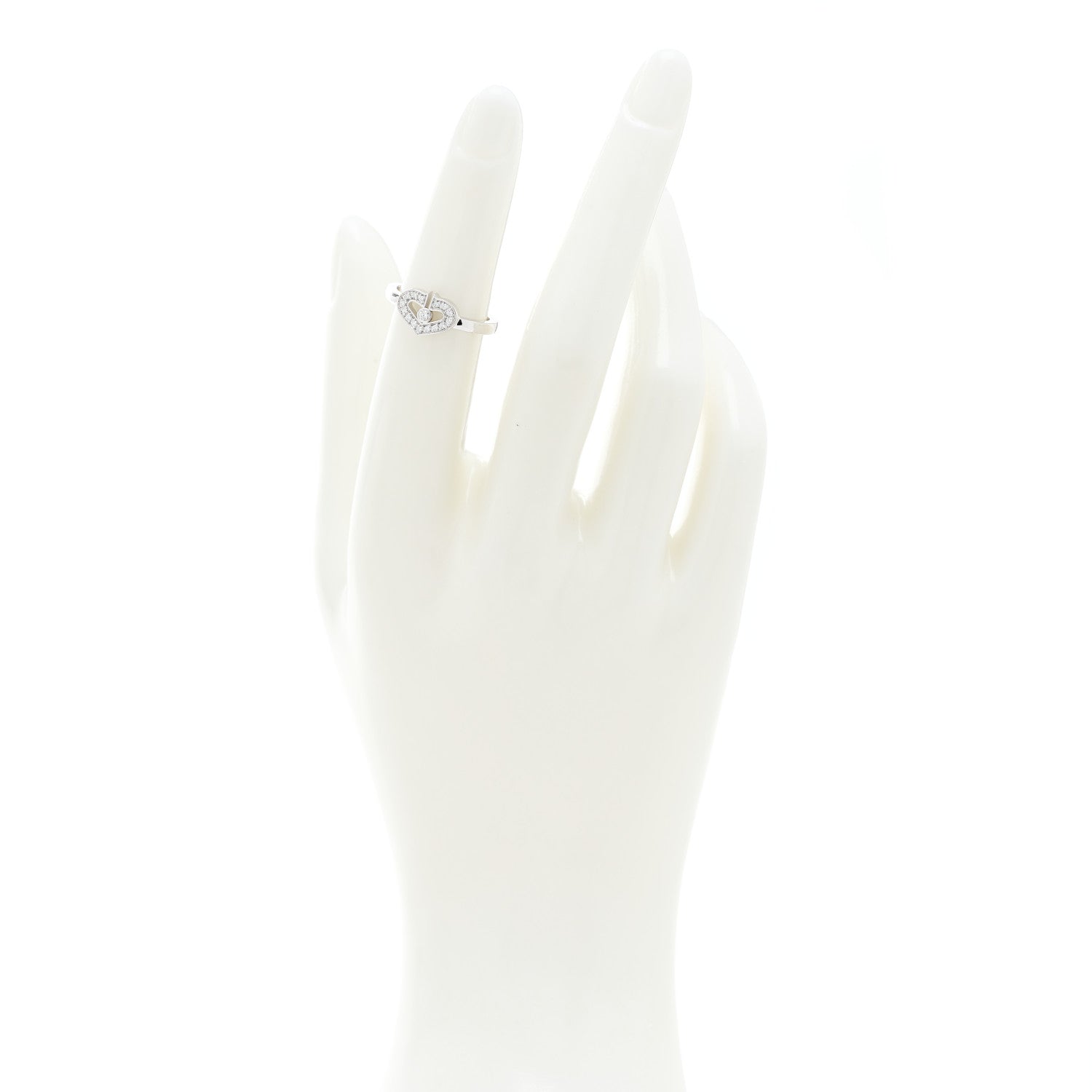 Cartier 18K White Gold Diamond Small Hearts and Symbols Ring 48 4.5 2 of 7