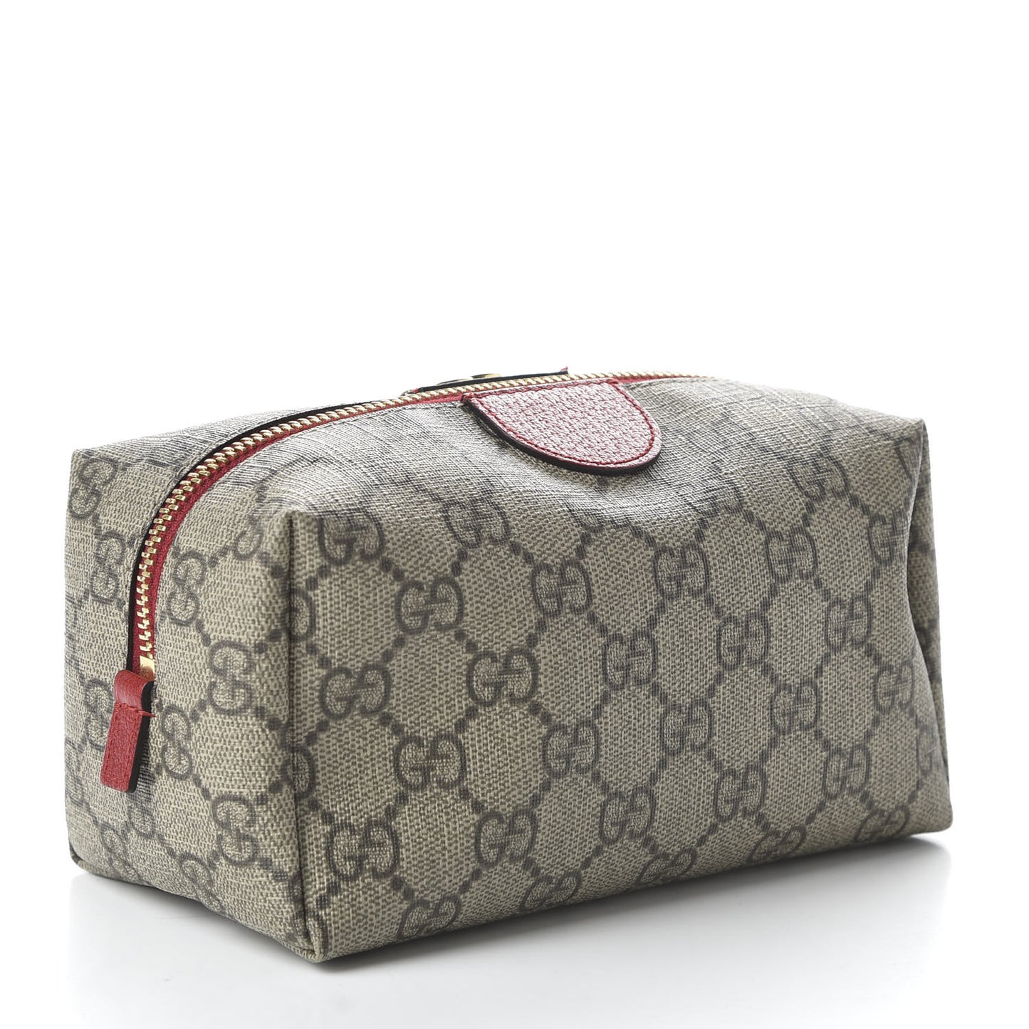 Soft GG Supreme Monogram Calfskin Medium Ophidia Cosmetic Case Beige Ebony Hibiscus Red