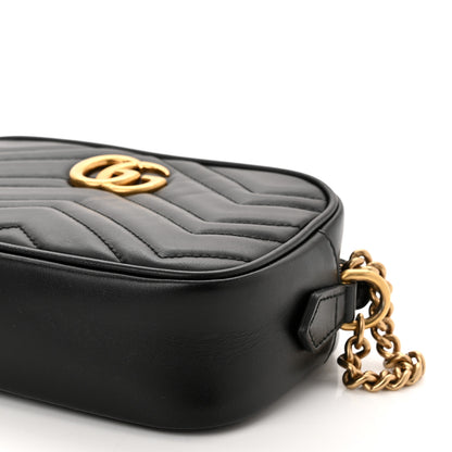 Gucci Calfskin Matelasse Mini GG Marmont Chain Shoulder Bag Black 10 of 10