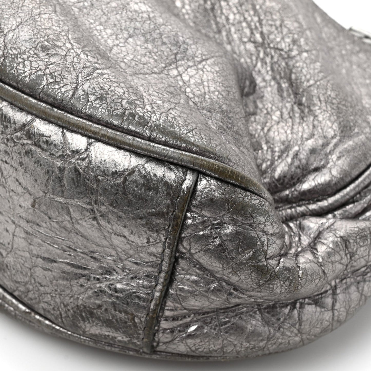 Metallic Agneau Arena Le Cagole Shoulder Bag XS Silver