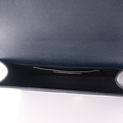 Saint Laurent Grain De Poudre Classic Monogram Clutch Navy 5 of 7