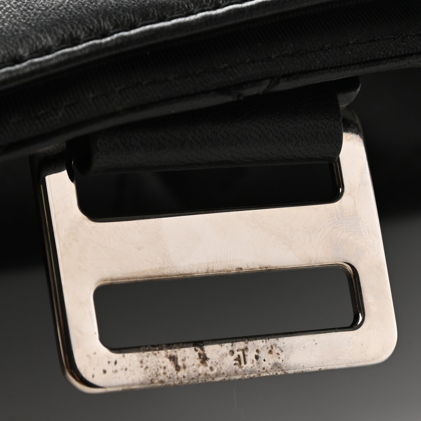 Lambskin Quilted Grip Clutch Black