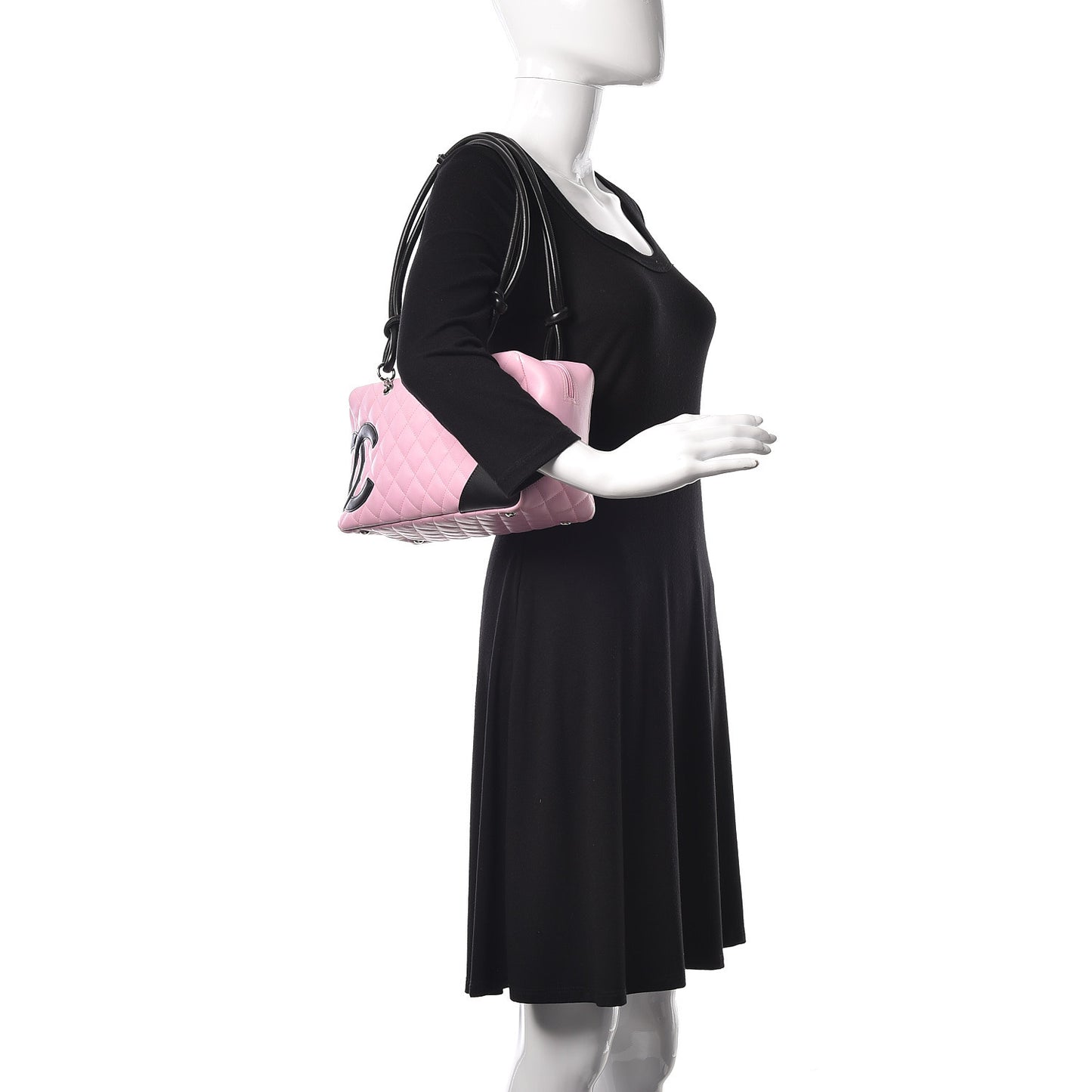 Calfskin Quilted Large Cambon Bowler Pink Black