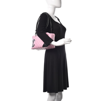 Chanel Calfskin Quilted Large Cambon Bowler Pink Black 2 of 14