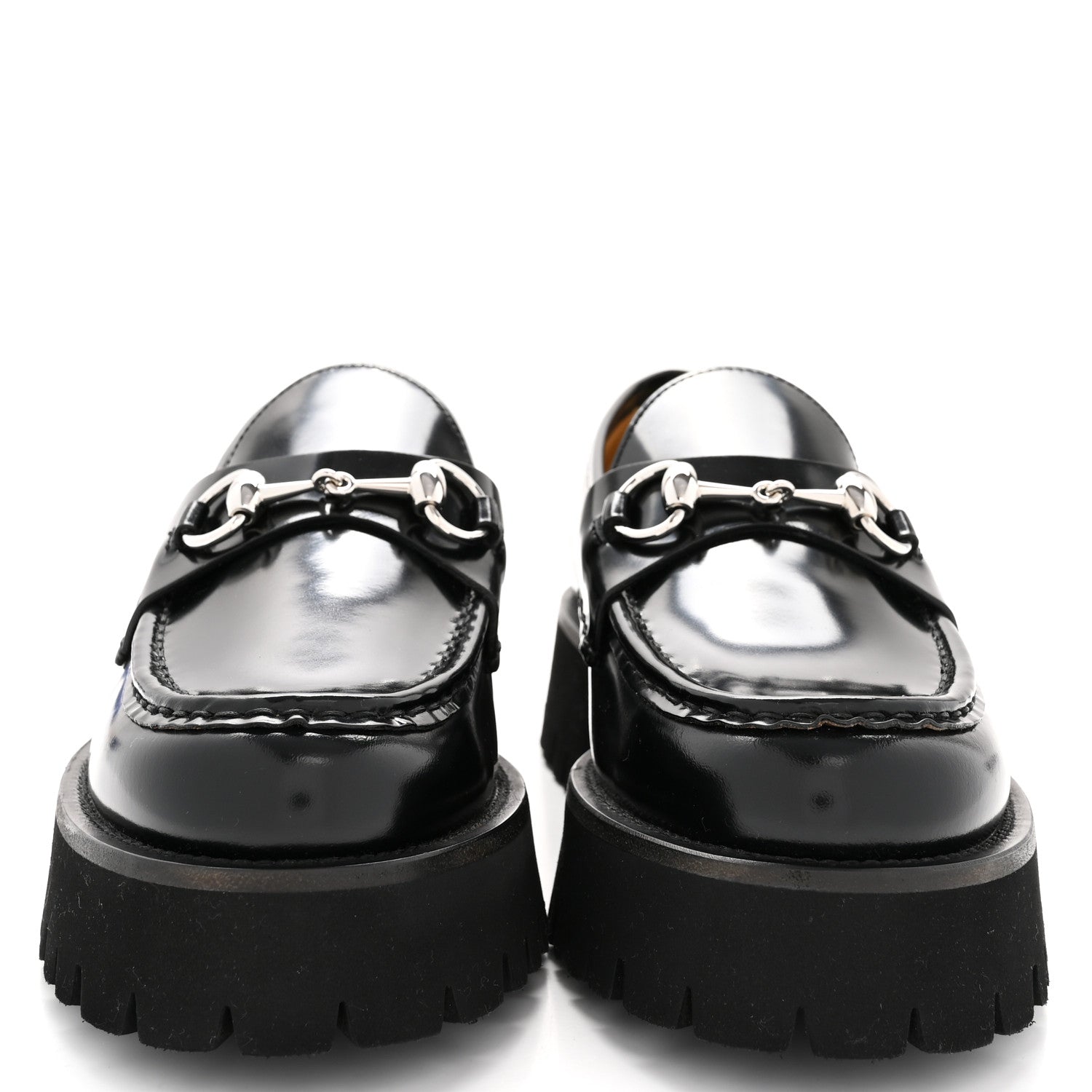 Gucci Cordovan Lux Womens Horsebit 45mm Platform Loafers 39.5 Black 3 of 10