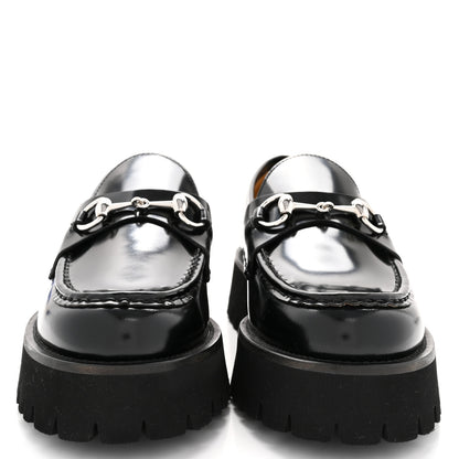 Gucci Cordovan Lux Womens Horsebit 45mm Platform Loafers 39.5 Black 3 of 10