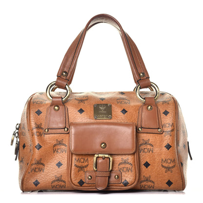 MCM Visetos Small Boston Bag Cognac 1 of 9