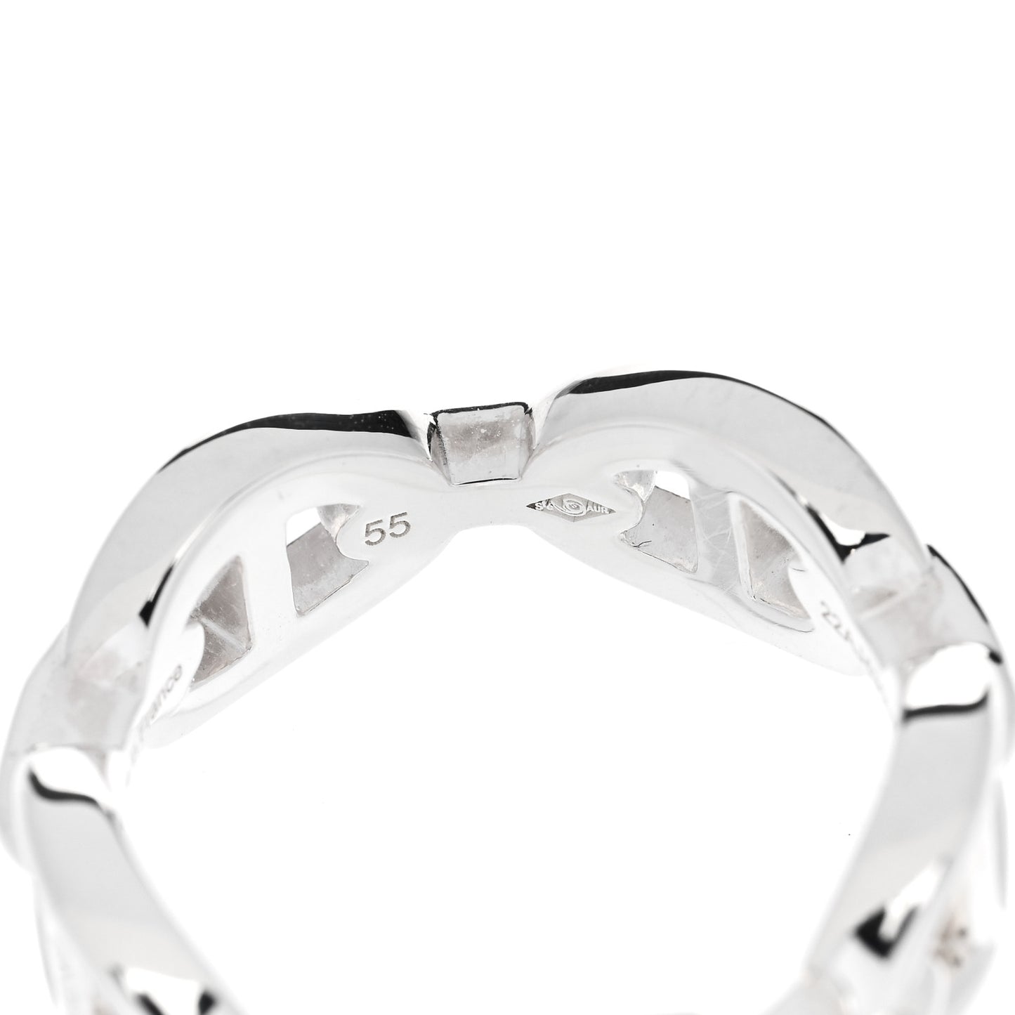 Sterling Silver PM Chaine d'Ancre Enchainee Band Ring 55 7.25