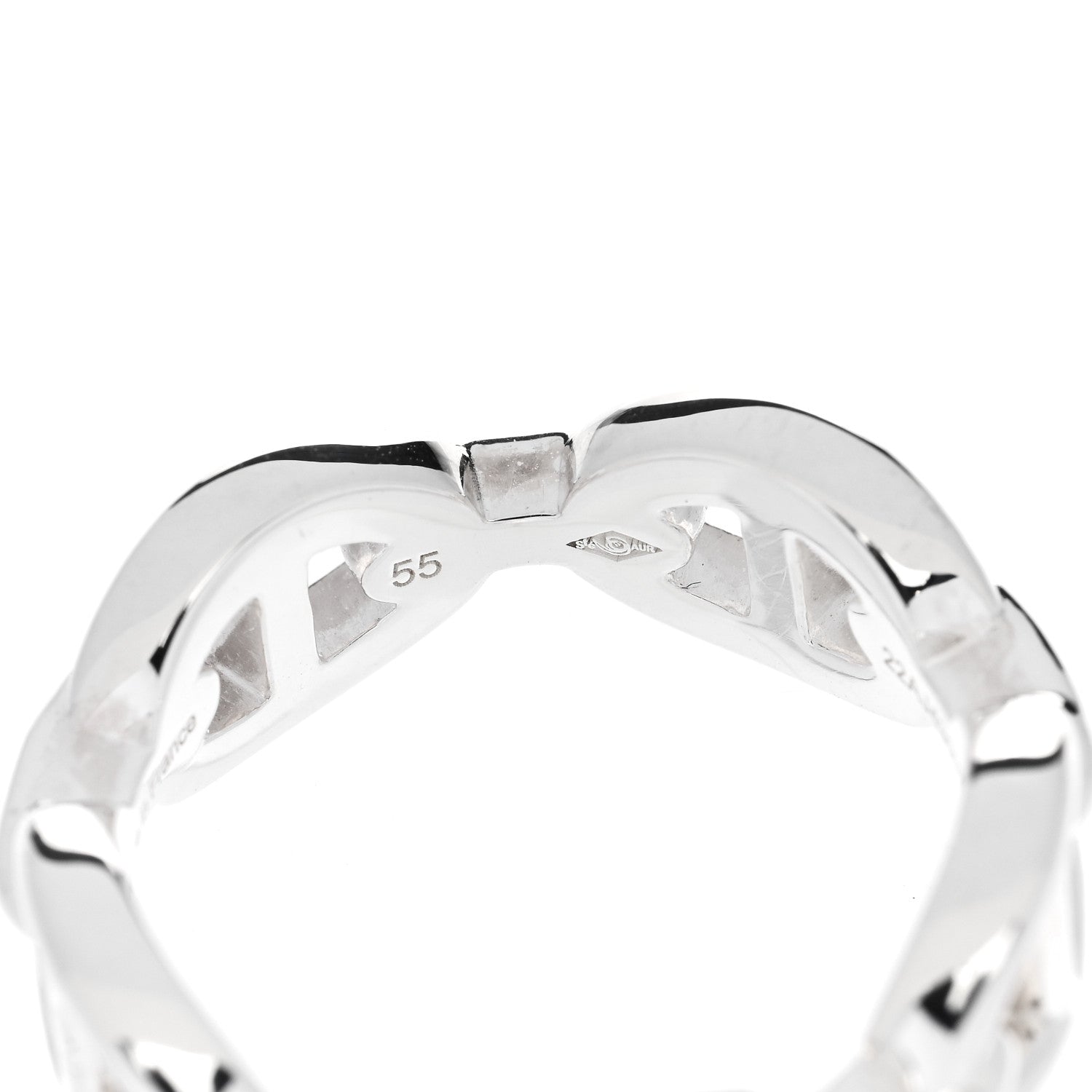 Hermes Sterling Silver PM Chaine d'Ancre Enchainee Band Ring 55 7.25 6 of 9