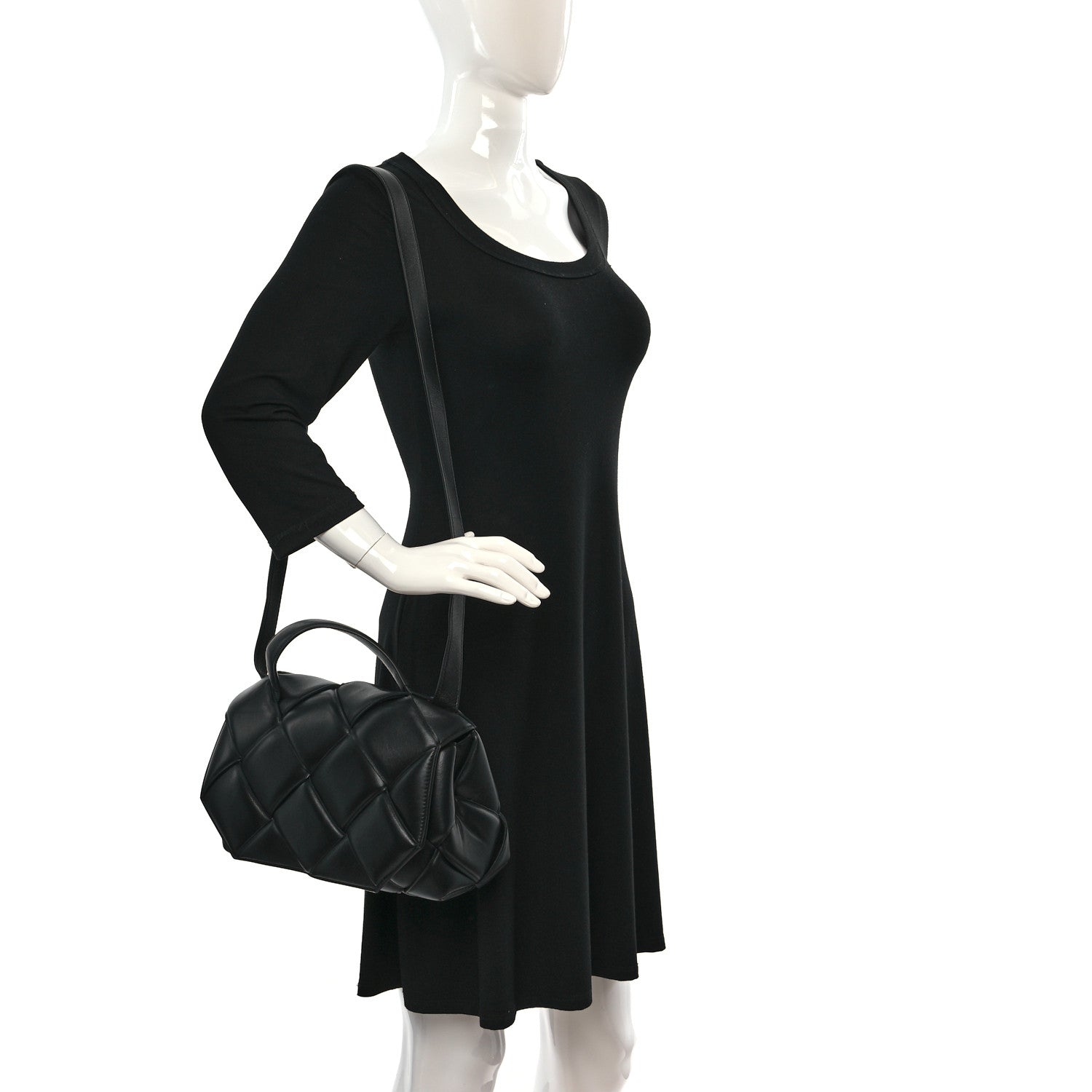 Bottega Veneta Nappa Intreccio Padded Top Handle Shoulder Bag Black 2 of 8