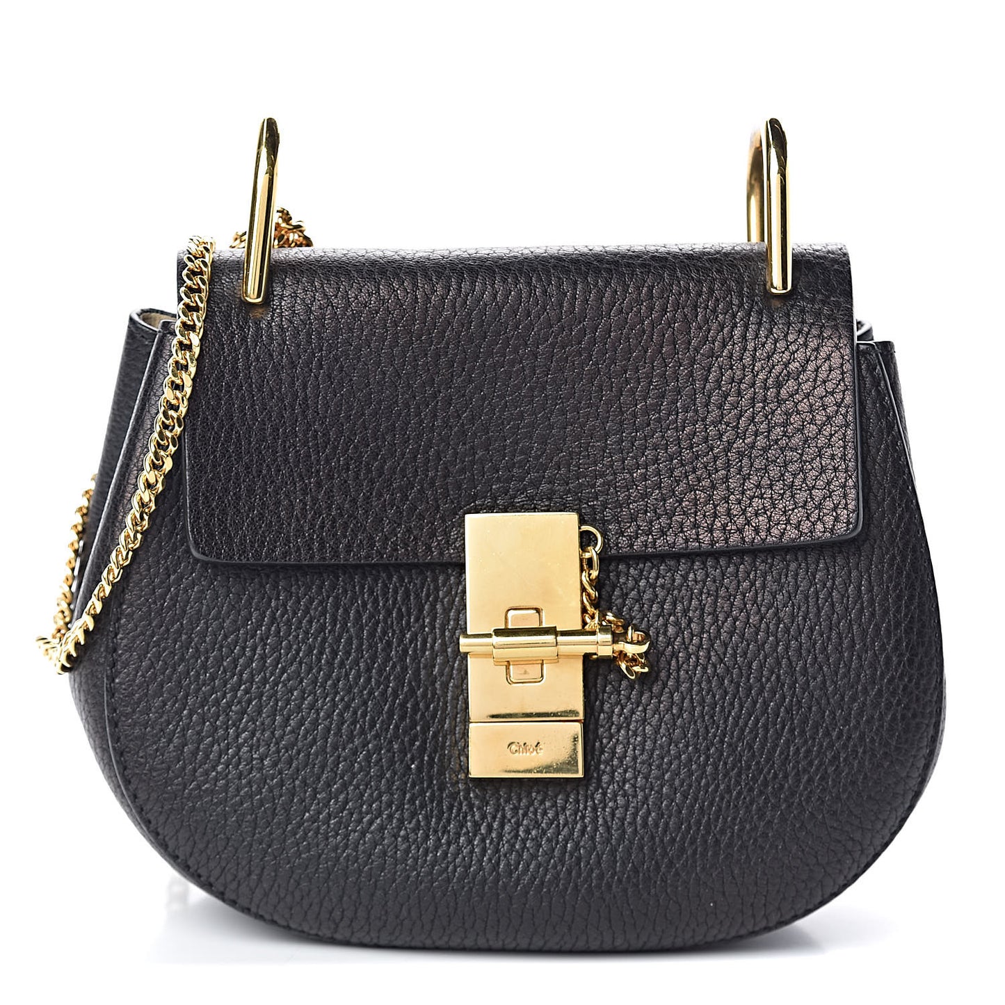 Grained Lambskin Mini Drew Shoulder Bag Black