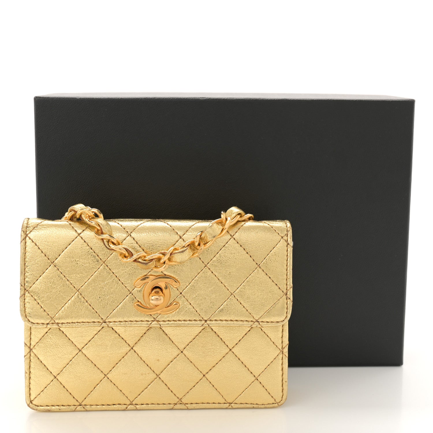 Chanel Metallic Lambskin Quilted Mini Flap Gold 13 of 13