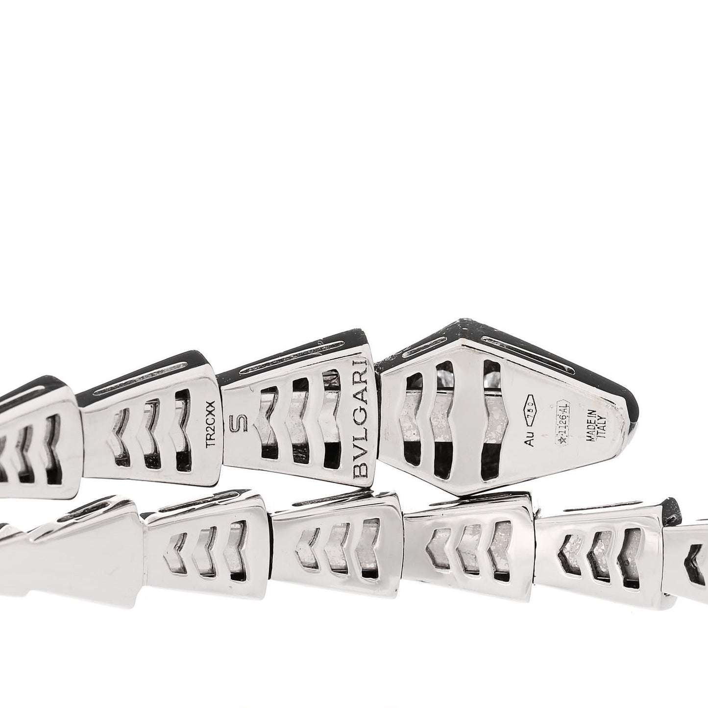 18K White Gold Diamond Serpenti Viper Pave Bracelet S