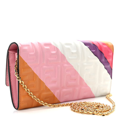 Fendi Nappa Matisse FF Embossed Continental Wallet On Chain White Multicolor 3 of 12