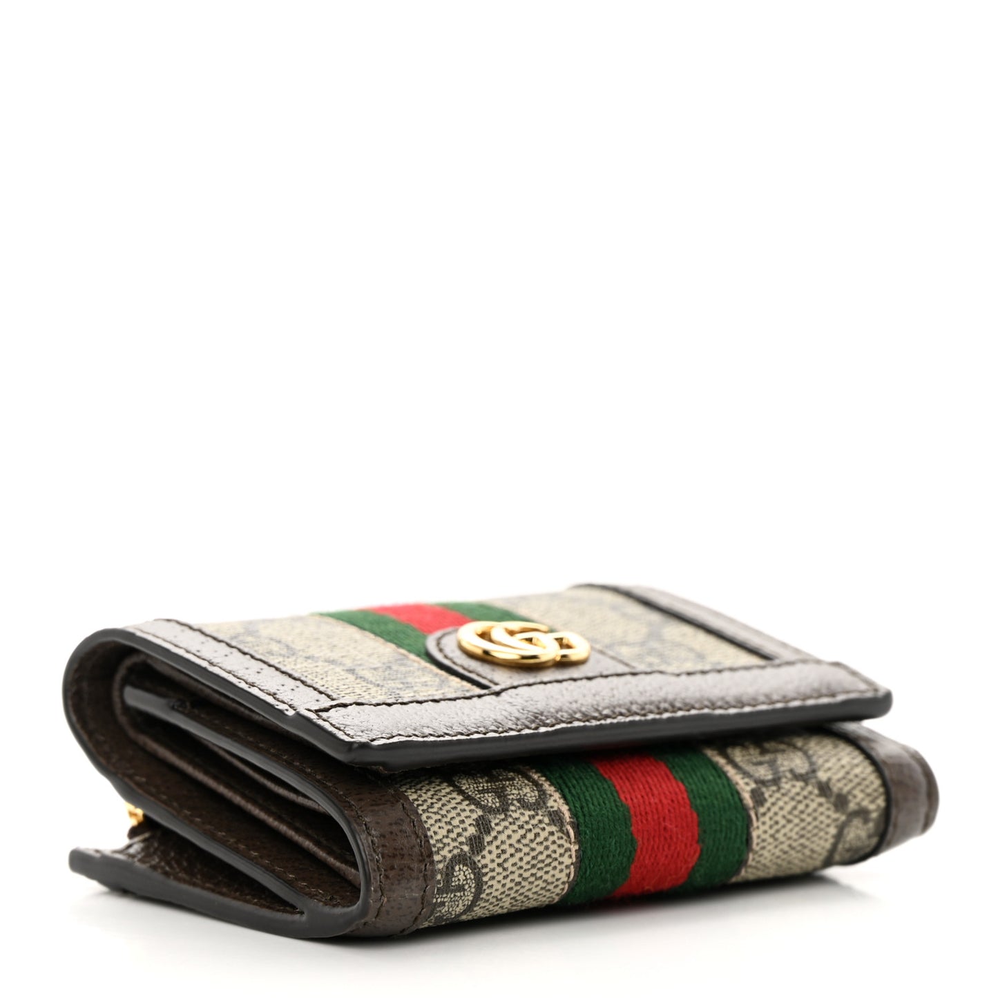 GG Supreme Monogram Web Ophidia Bi-Fold Wallet Beige New Acero