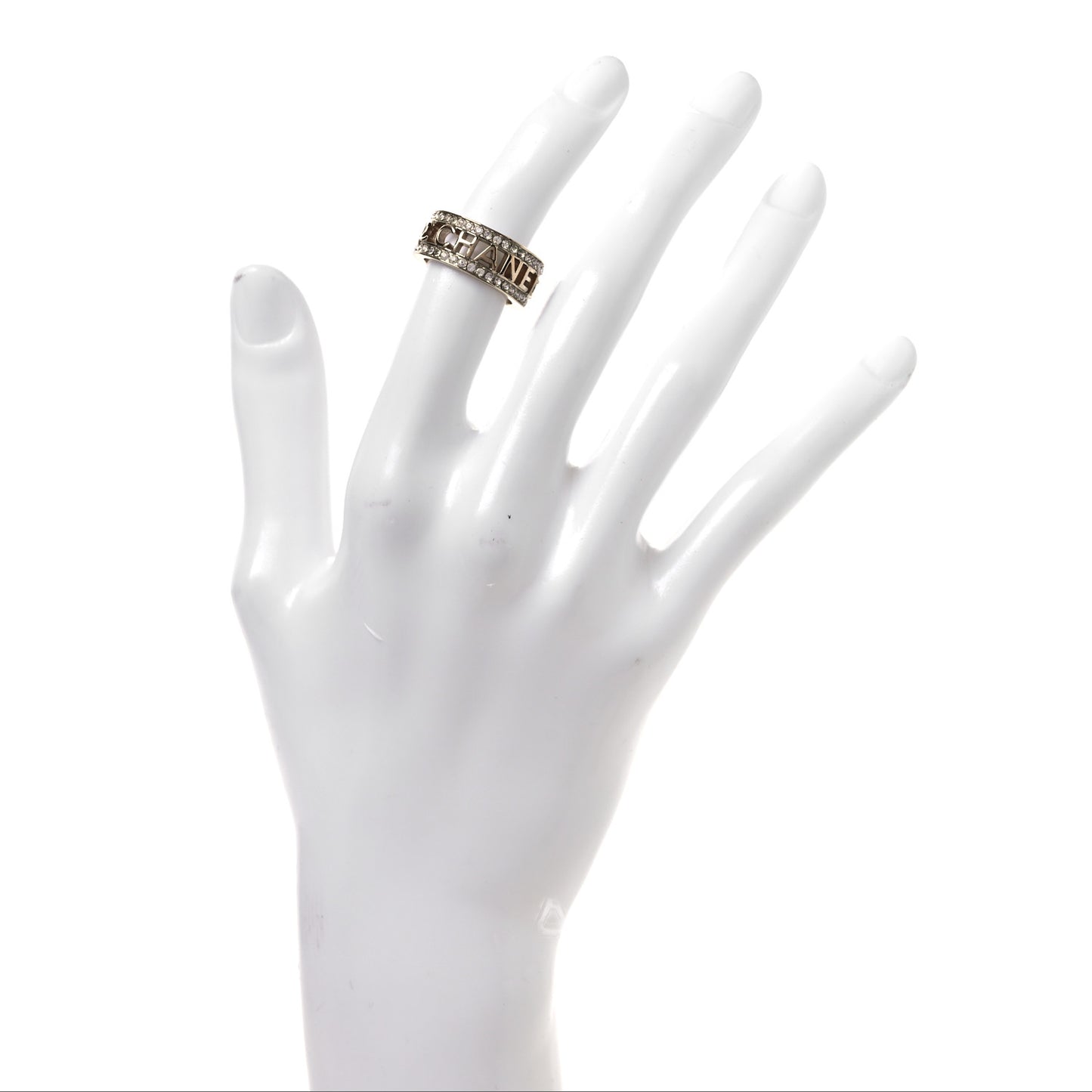 Metal Crystal Bow-tiful CC Logo Ring 53 6.5 Gold