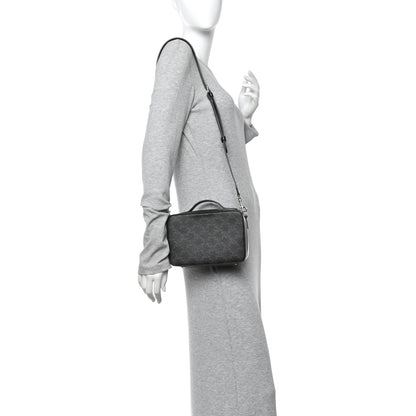 Celine Triomphe Canvas Top Handle Messenger Box Black 2 of 9