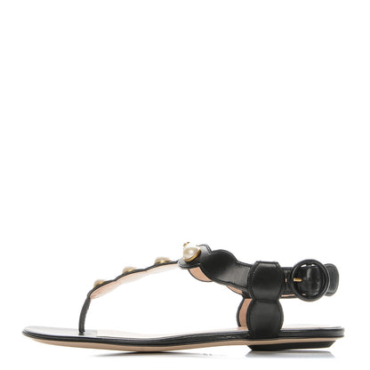 Gucci Nappa Willow Pearl Thong Sandals 36 Black 1 of 8