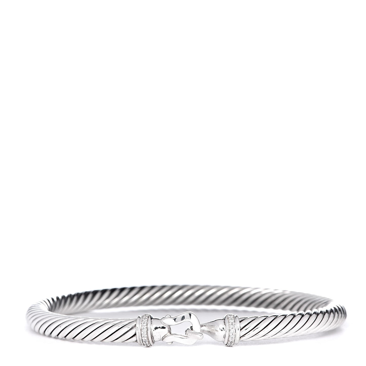 Sterling Silver Diamond 5mm Cable Buckle Bracelet