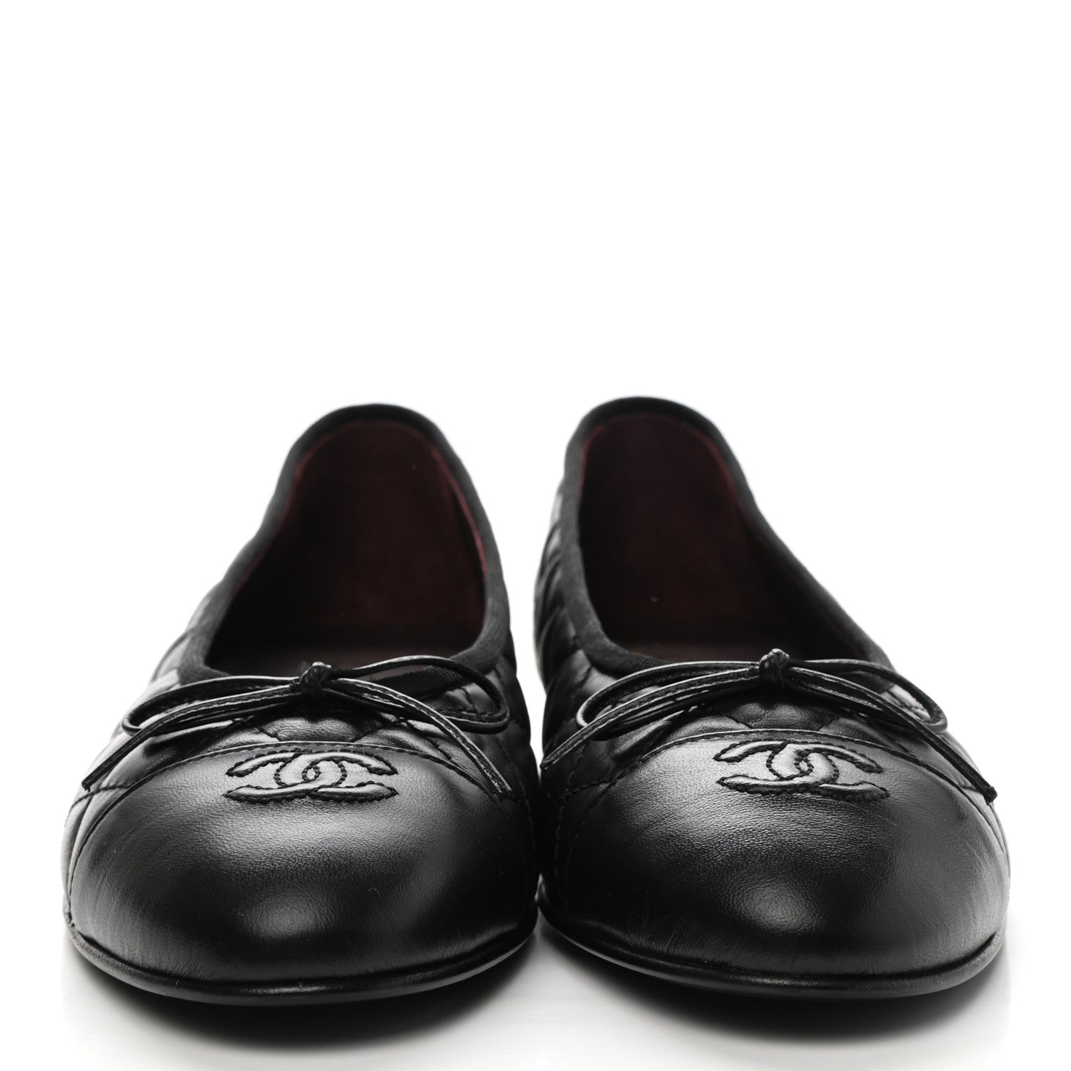 Chanel Aged Calfskin Quilted CC Cap Toe Ballerina Flats 40.5 Black 2 of 9