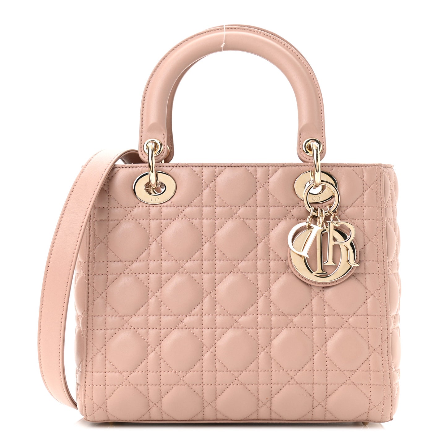 Lambskin Cannage Medium Lady Dior Rose Poudre