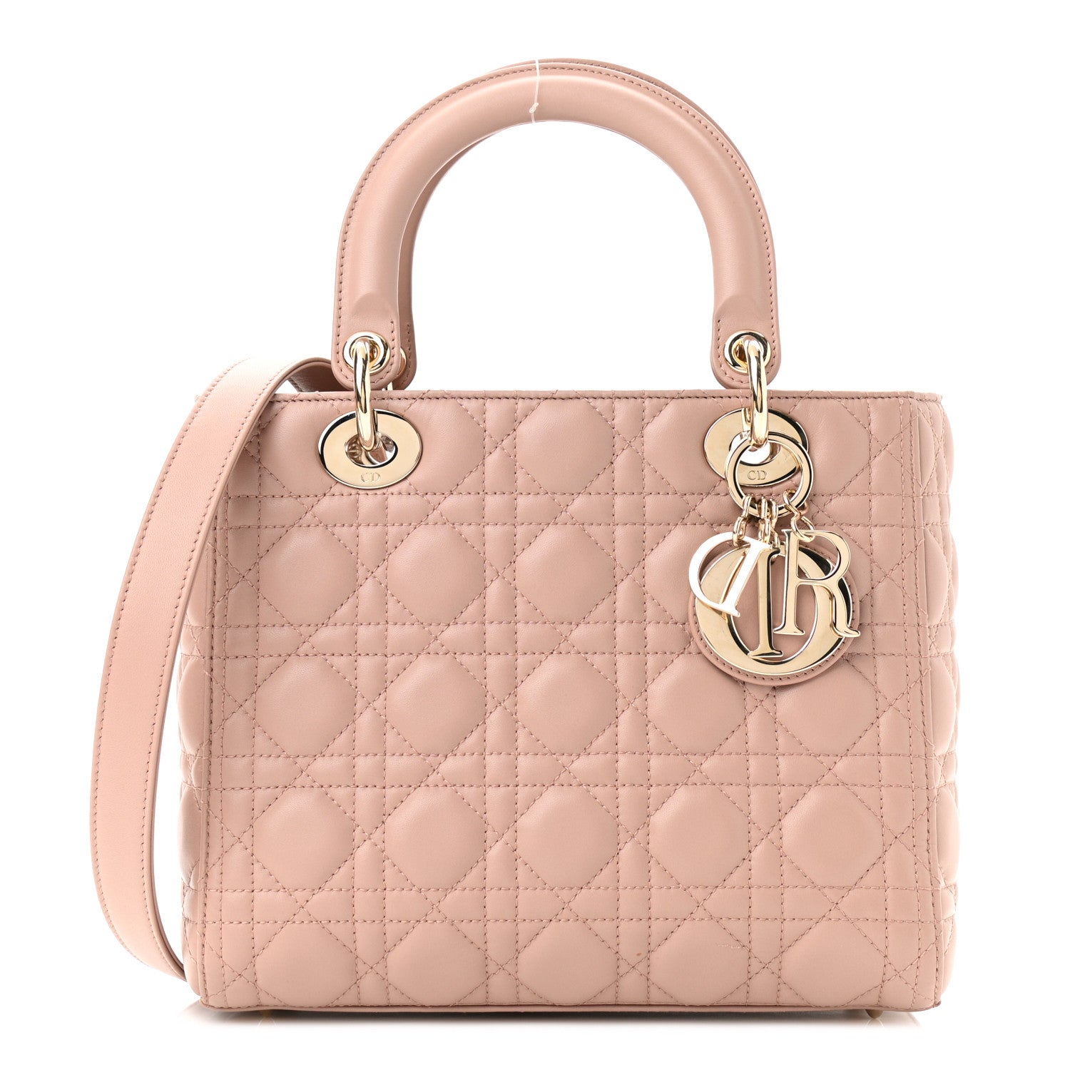 Christian Dior Lambskin Cannage Medium Lady Dior Rose Poudre 1 of 10