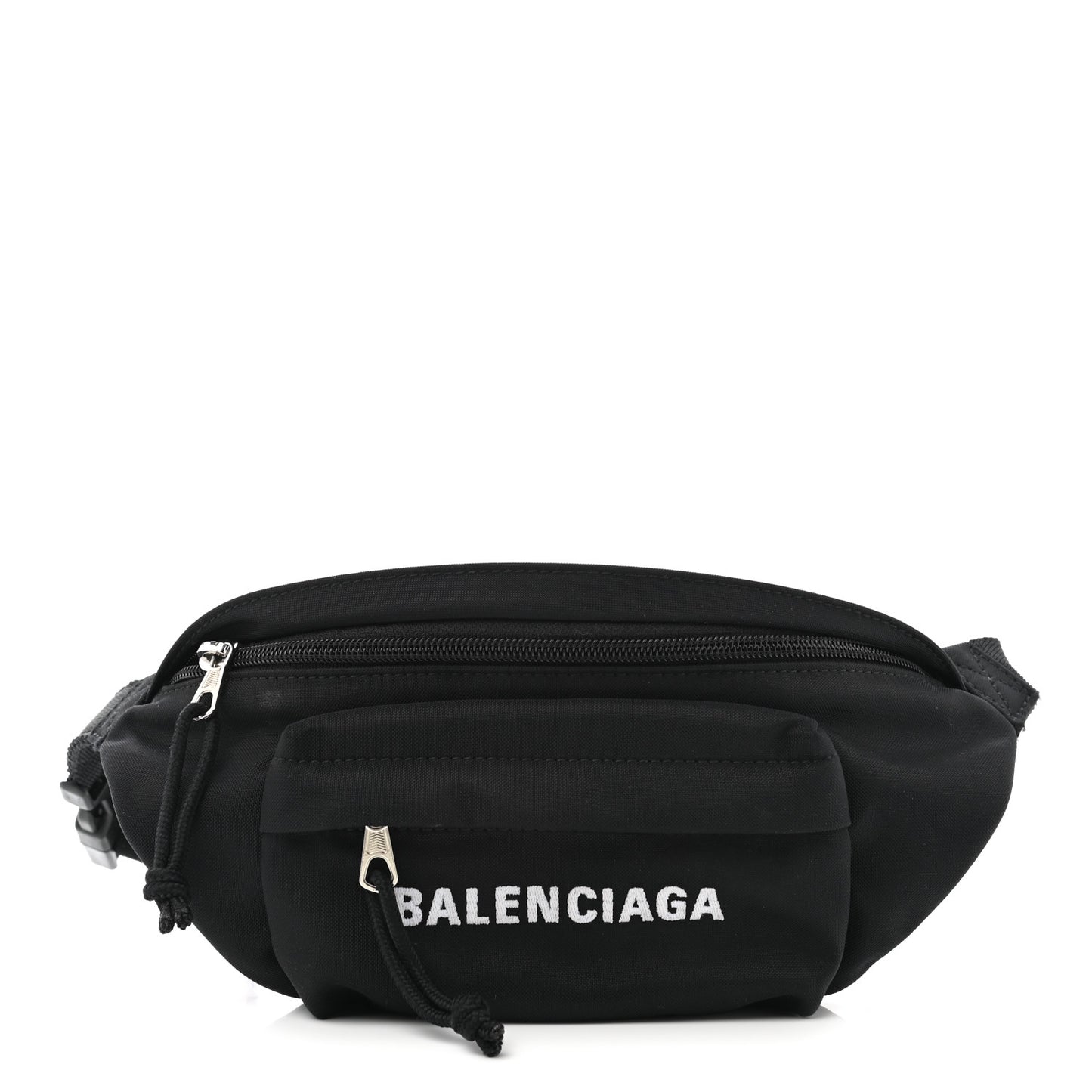 Sport Nylon Logo Embroidered Wheel Belt Bag Black White