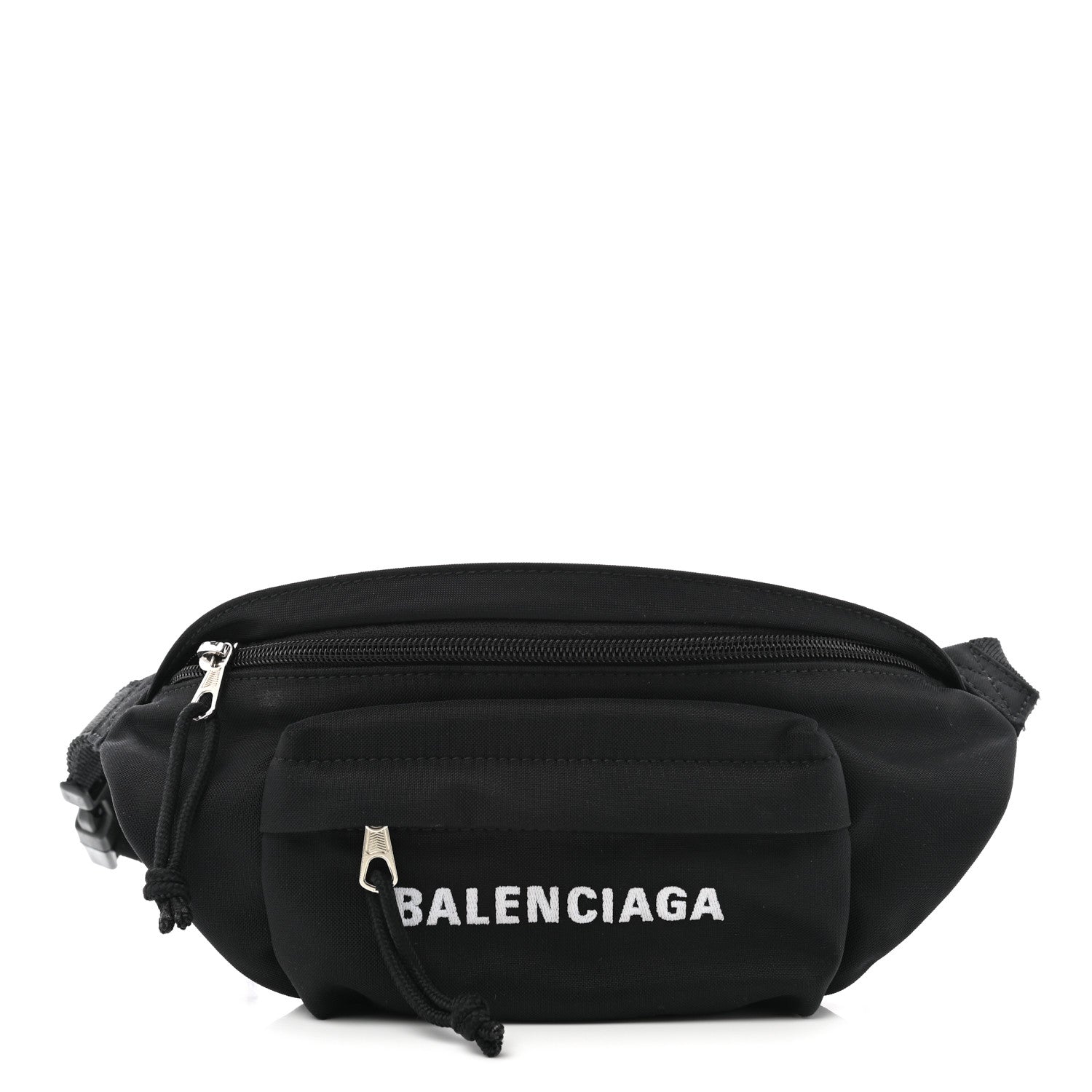 Balenciaga Sport Nylon Logo Embroidered Wheel Belt Bag Black White 1 of 11