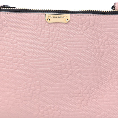 Burberry Signature Grain Calfskin Check Embossed Peyton Crossbody Clutch Bag Pale Orchid 9 of 10