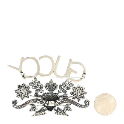 Gucci Metal Crystal Guccy Brooch Aged Silver 2 of 3