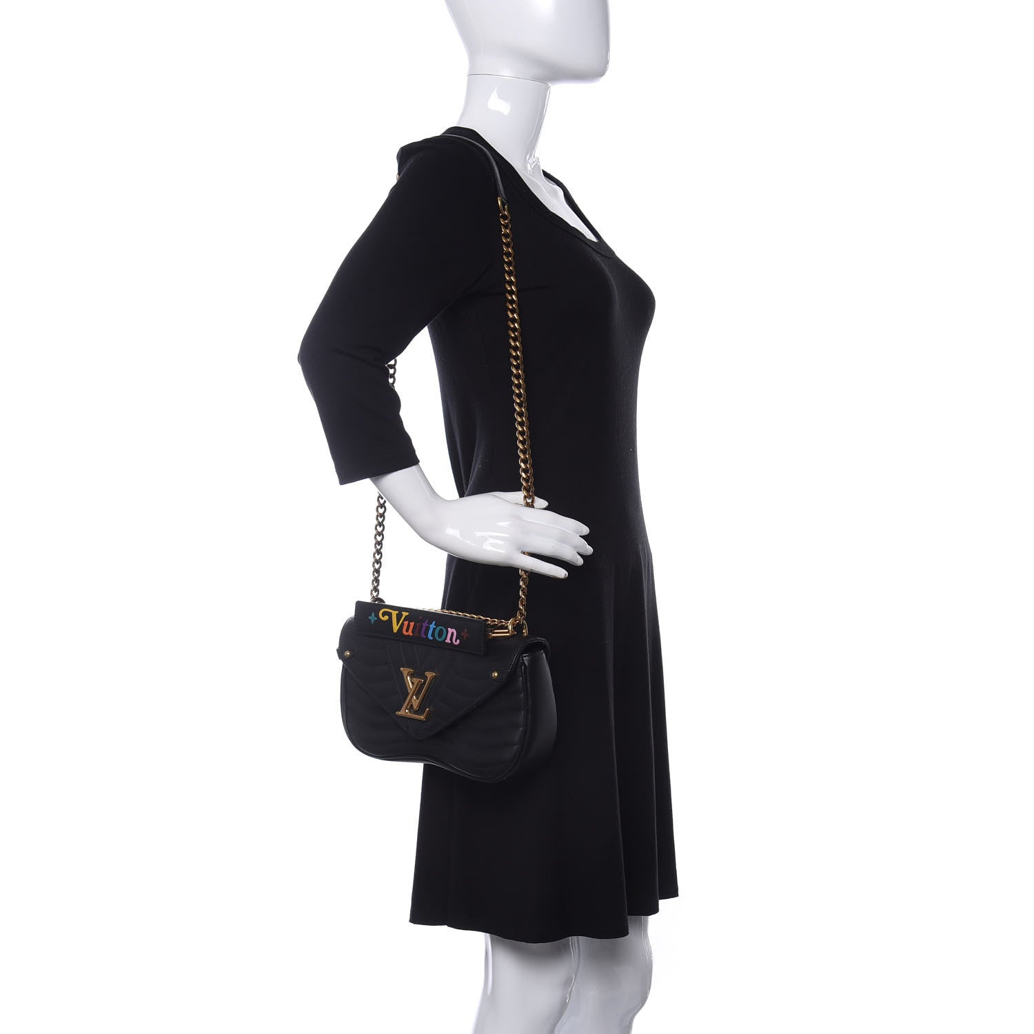 Louis Vuitton Calfskin New Wave Chain MM Black 2 of 9