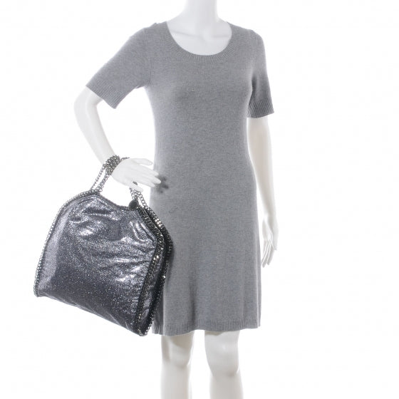 Stella McCartney Metallic Linen Falabella Silver 2 of 9