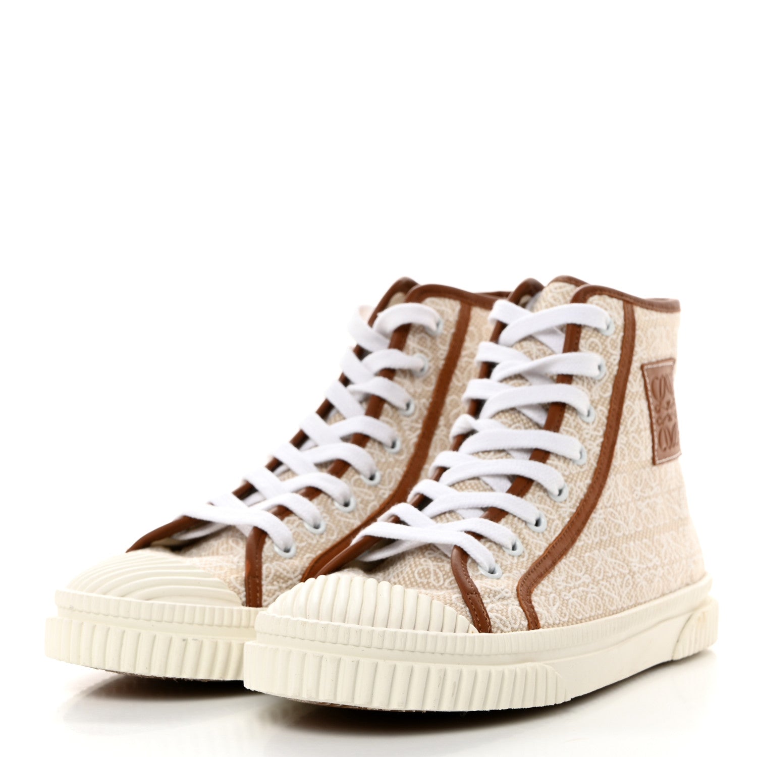 Loewe Jacquard Anagram Calfskin High Top Sneakers 38 Natural White 3 of 8