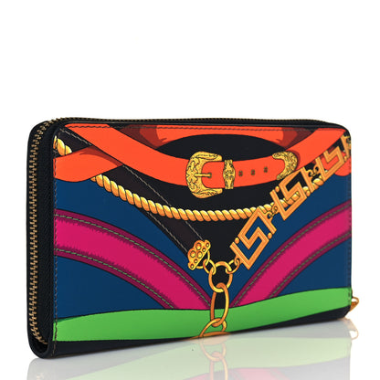 Versace Calfskin Medusa Barocco Rodeo Print Zip Around Wallet Black Multicolor 3 of 13