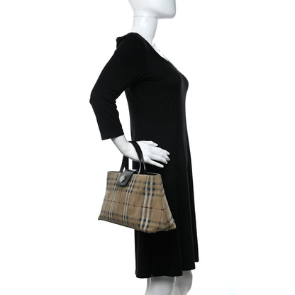 Burberry Suede House Check Tote Black 2 of 8