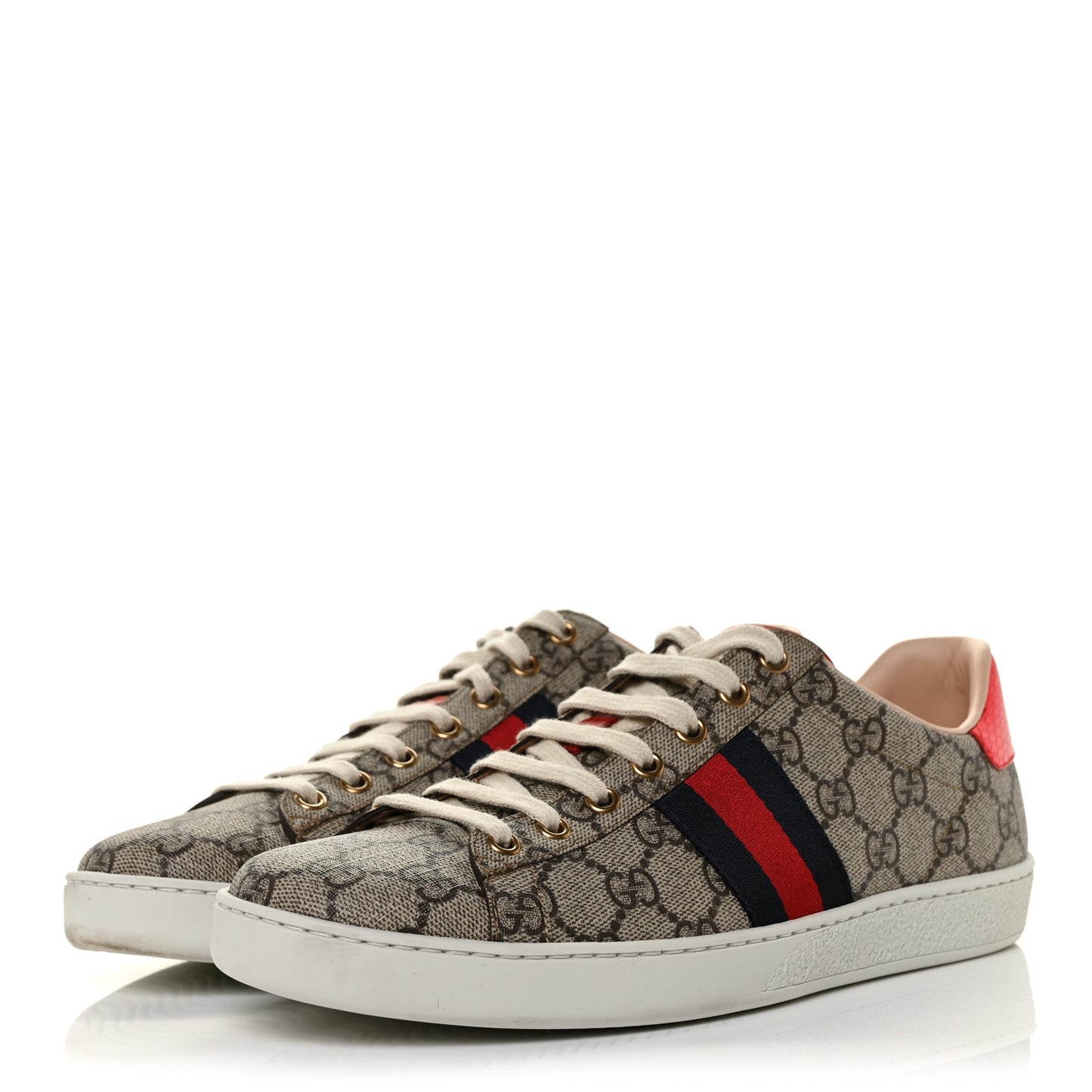 GG Supreme Monogram Womens Ace Low-Top Sneaker 40 Beige