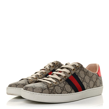 Gucci GG Supreme Monogram Womens Ace Low-Top Sneaker 40 Beige 3 of 10