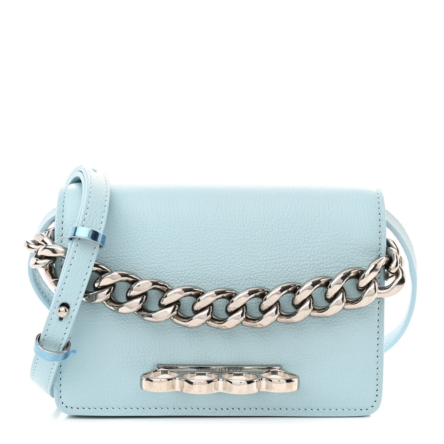 Skull Four Ring Knuckle Crossbody Bag Light Blue