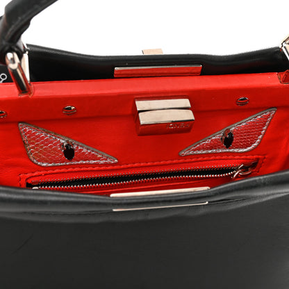 Fendi Nappa Karung Monster Eyes Mini Peekaboo Iconic Satchel Black Papavero 7 of 13