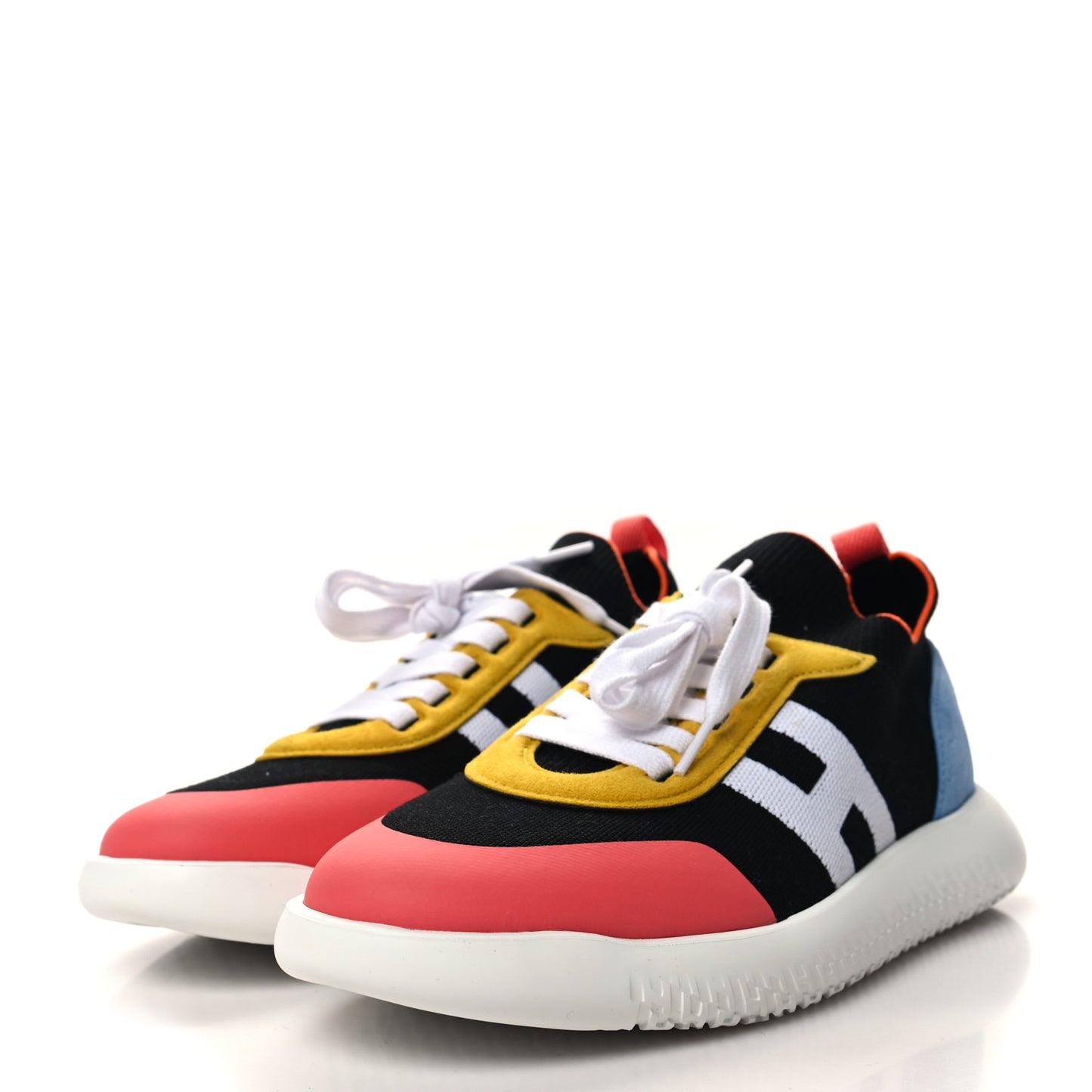 Knit Suede Goatskin Mens Crew Sneakers 41 Multicolor Black