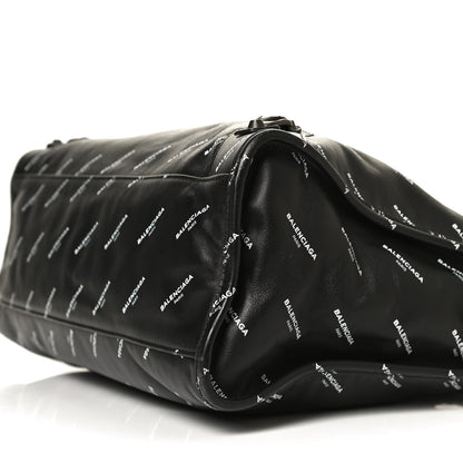 Balenciaga Veau Allover Logo Classic Hardware City Black White 10 of 12
