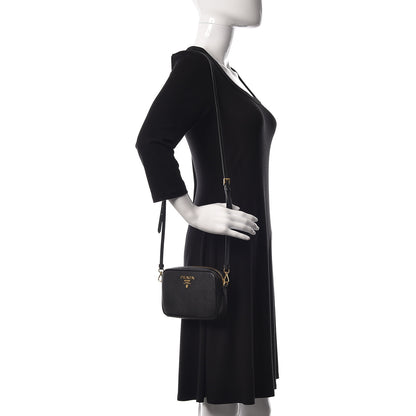 Prada Saffiano Mini Camera Crossbody Bag Black 3 of 11